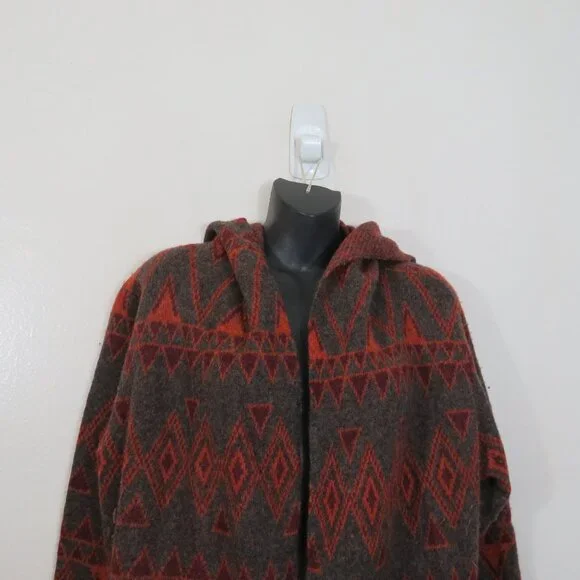 Toad & Co size XL Merino Diamond Hoodie Open Cardigan Lambswool Boho Western - Picture 3 of 6